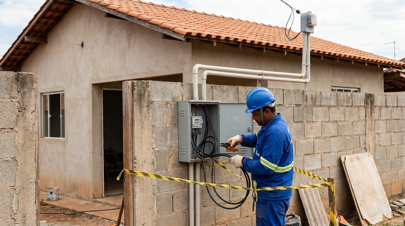Eletricista instalando padrao de energia em João Pessoa‑PB