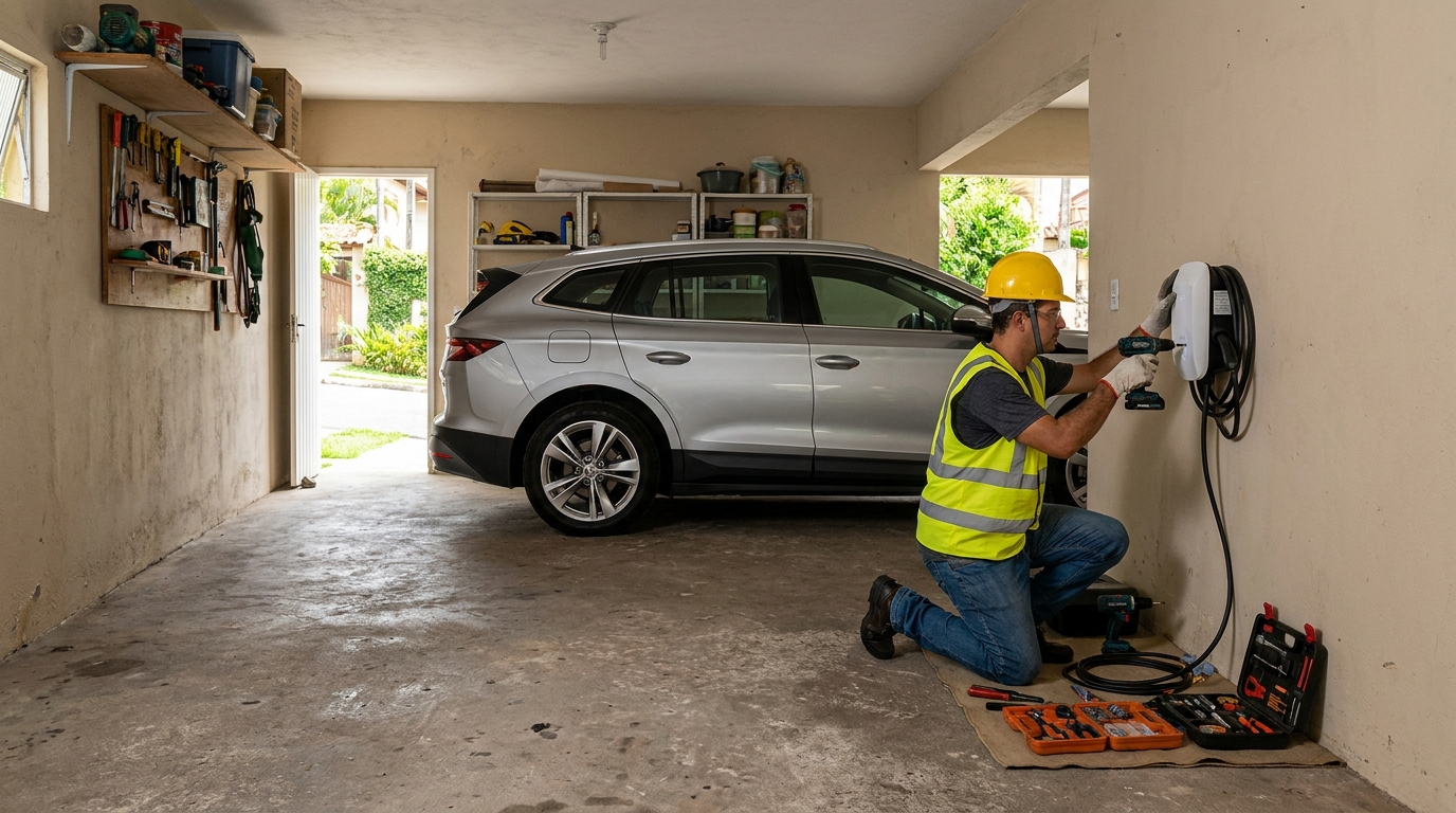 Instalacao de carregador de carro eletrico residencial em João Pessoa‑PB