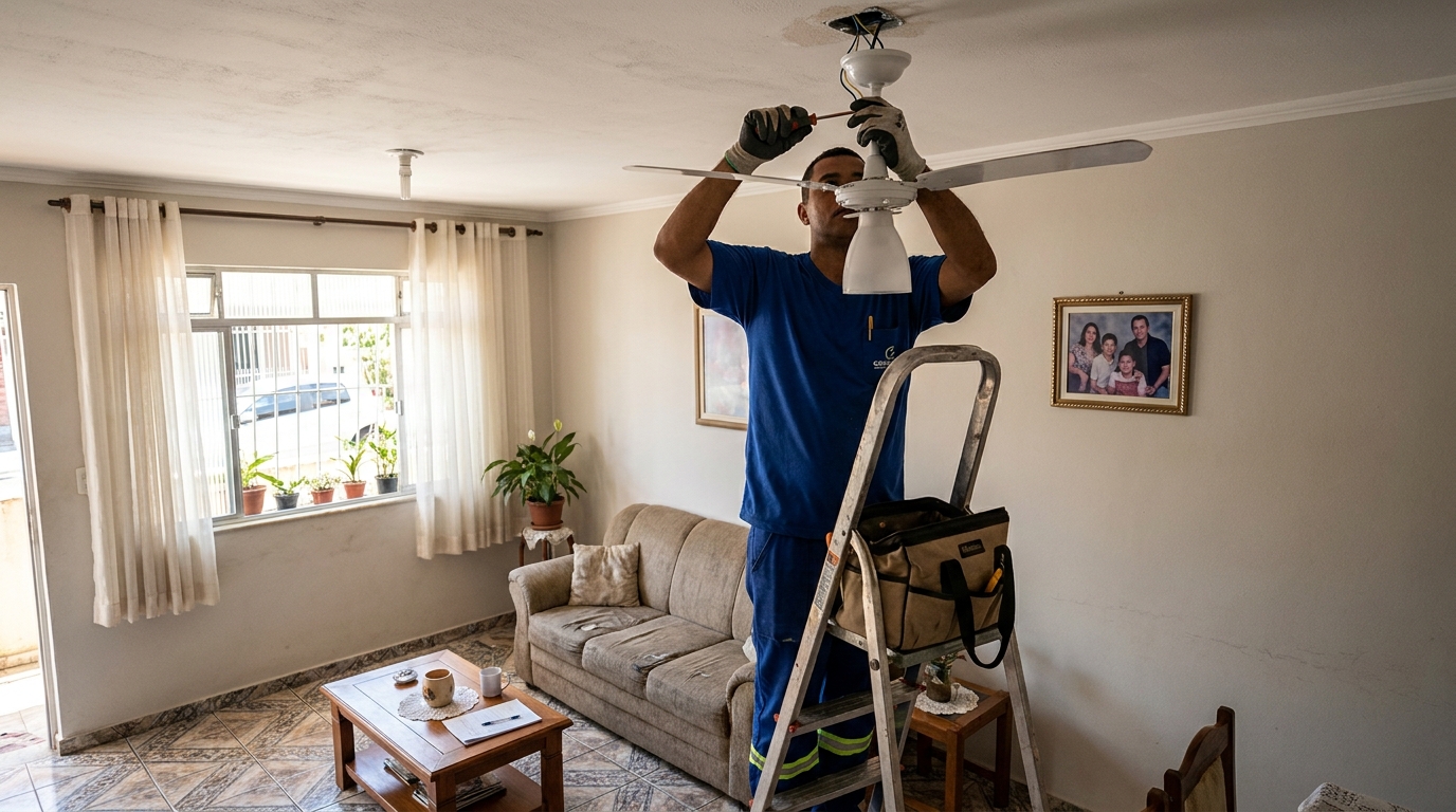 Instalacao de ventilador de teto residencial em João Pessoa‑PB